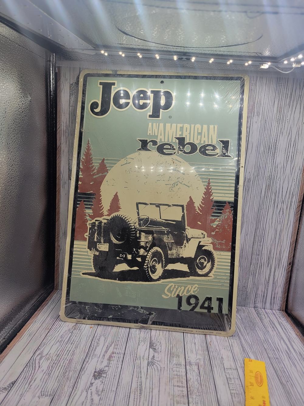 Vintage Metal Jeep Sign In Original Shrink Wrap- Approximately 17x12